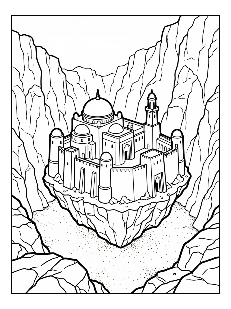 Desert Citadel Floats Among Rocky Cliffs