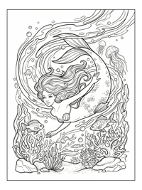 Mermaid Exploring Under The Ocean