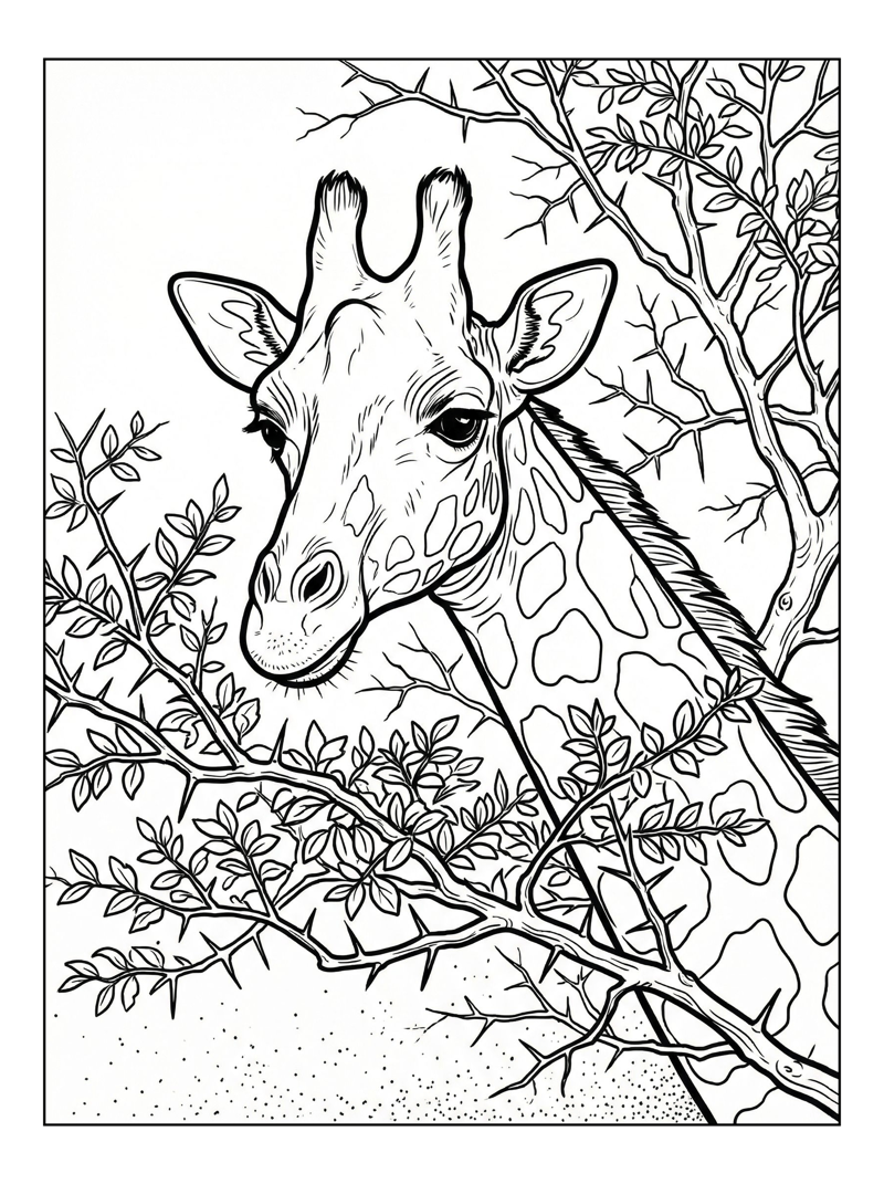 Rothschild Giraffe Watching Acacia Tree Grove