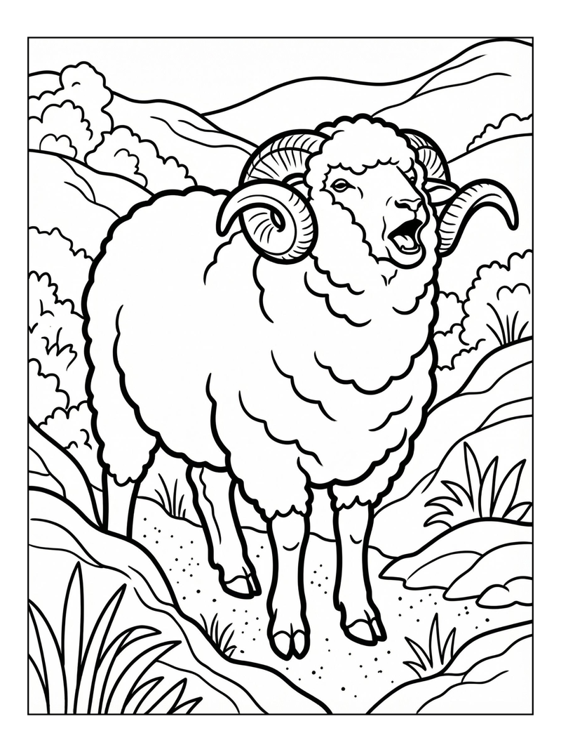 Merino Sheep Bleating In Rolling Hills