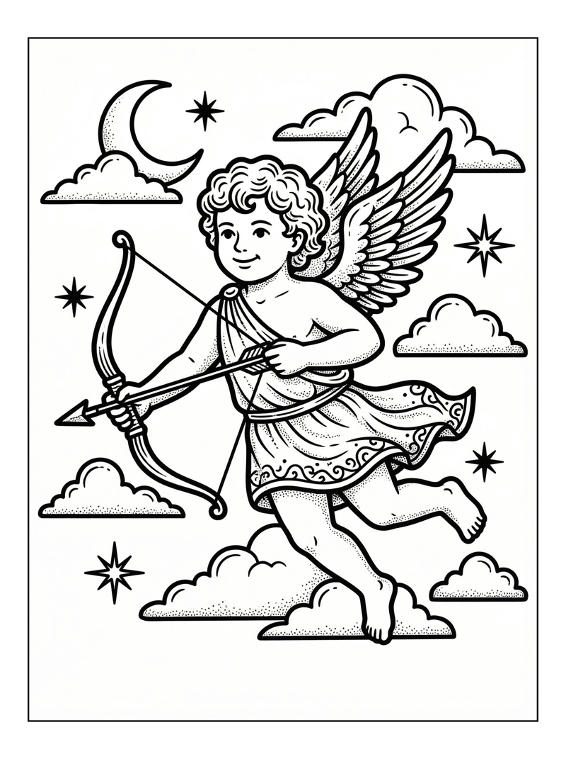 Cupid Flying With Bow And Arrow