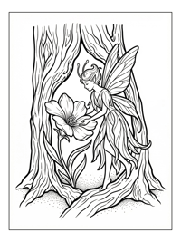 Elegant Sprite Tending Flower In Tree