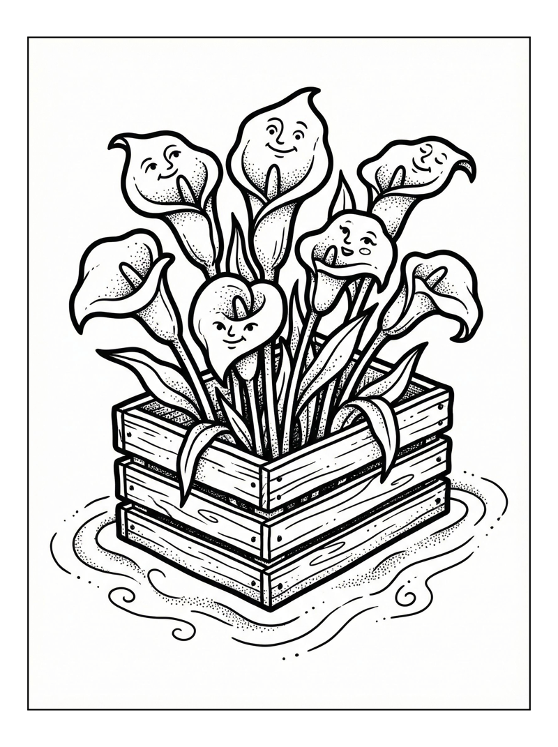 Calla Lilies Floating In Crate Water