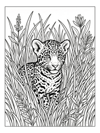 Jaguar Cub Peeks In Grassland