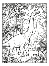 Brachiosaurus Pair Wandering In Forest
