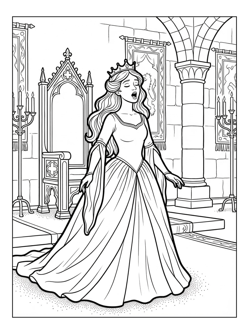 Royal Princess Singing In Throne Room