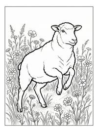 Ewe Playing Flower Field