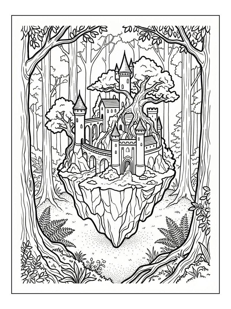 Floating Castle In Forest Clearing