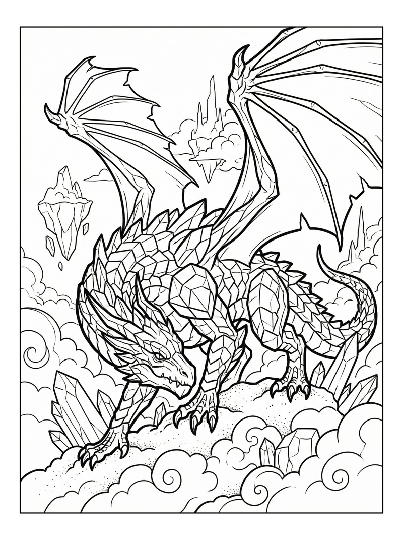 Crystal Dragon Perching In Cloud Kingdom