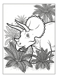 Triceratops Among Ferns In Valley