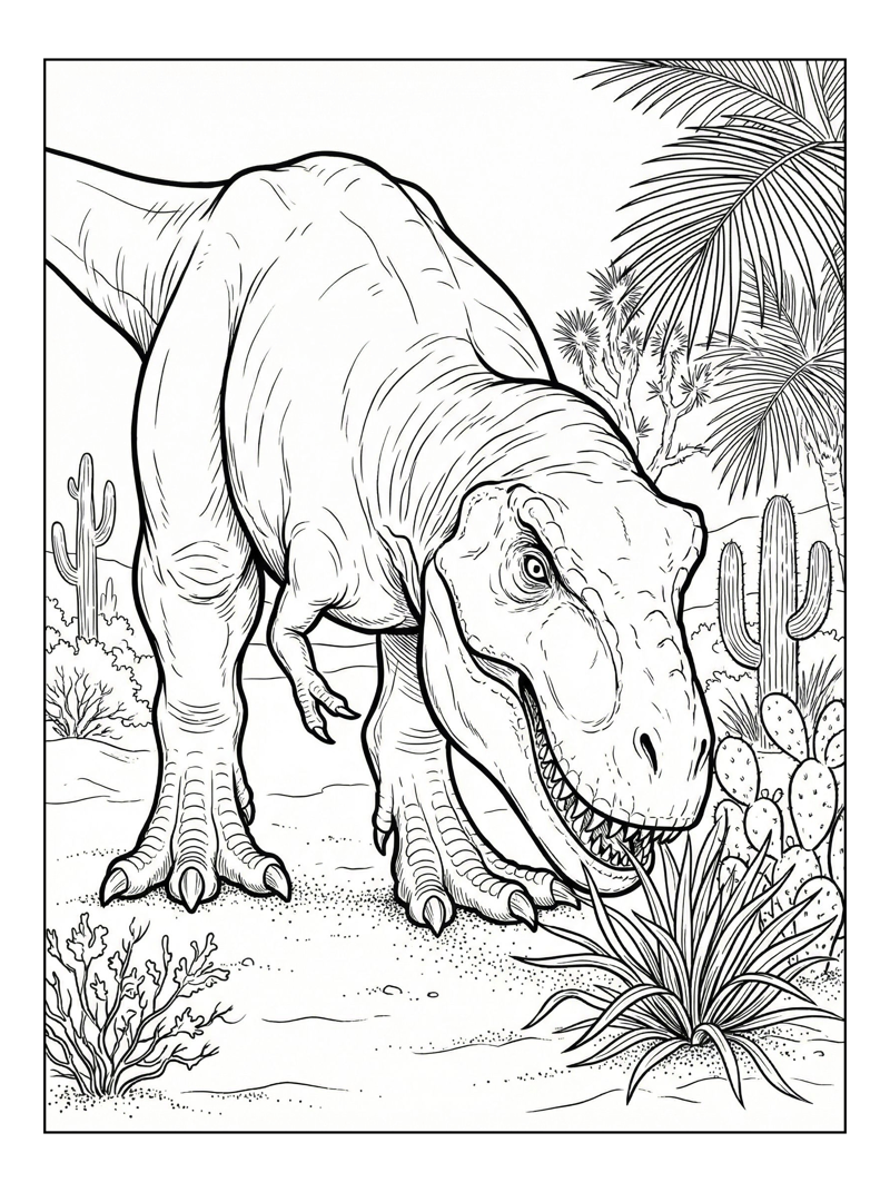 Juvenile Tyrannosaurus Sniffing Desert Oasis