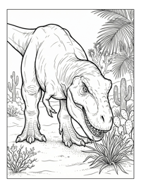 Juvenile Tyrannosaurus Sniffing Desert Oasis