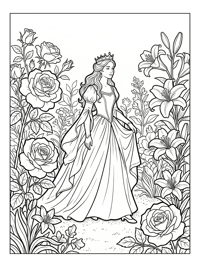 Royal Princess Strolling In Flower Garden
