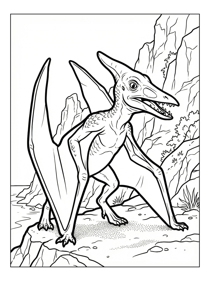 Baby Pterodactyl Walking Coastal Cliffs