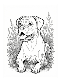 Boxer Dog Panting In Meadow