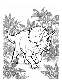 Triceratops Running In Fern Valley