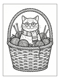 Cat With Glasses In Yarn Basket