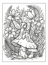 Pixie Sitting Mushroom Flower Garden