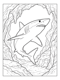 Mako Shark Swimming Underwater Cave