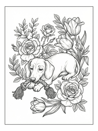Dachshund Tugging Toy With Garden Flowers