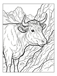 Cow Nuzzling Mountain Side