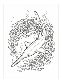 Sawshark Swims With School Of Fish