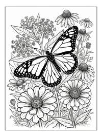 Monarch Butterfly Resting In Flower Garden