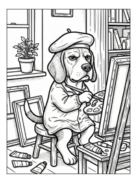 Grumpy Beagle Painting In Apartment Studio