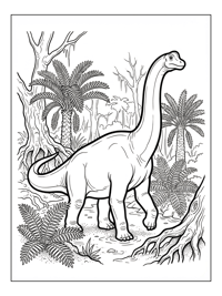 Brachiosaurus Wandering Prehistoric Swamp