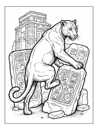 Black Panther Climbing Mayan Ruins