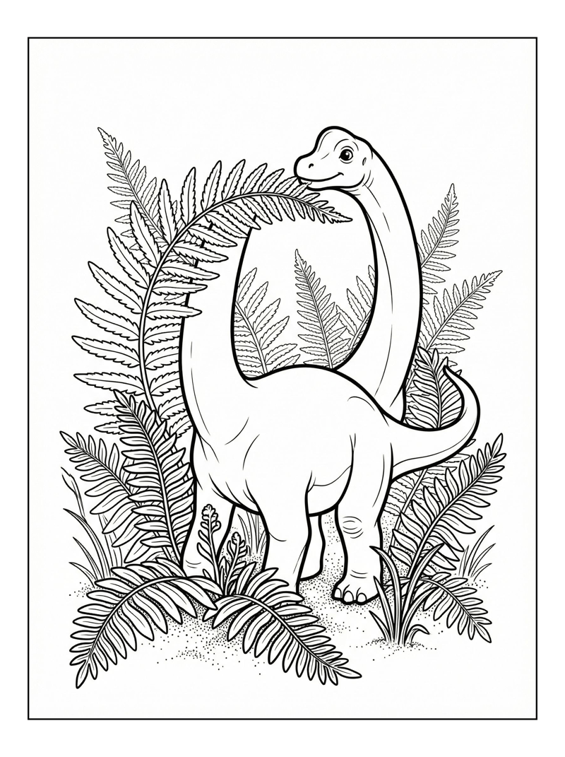Two Baby Brachiosaurus Exploring Fern Valley