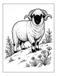 Valais Blacknose Sheep Stands On Mountain