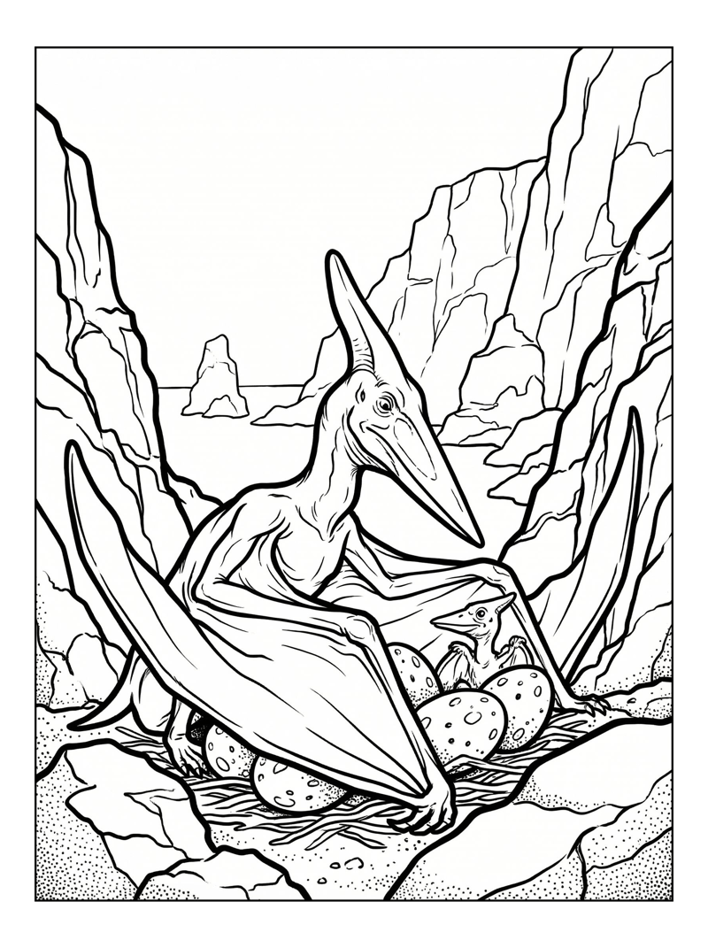 Pterodactyl Parent Nesting Coastal Cliffs