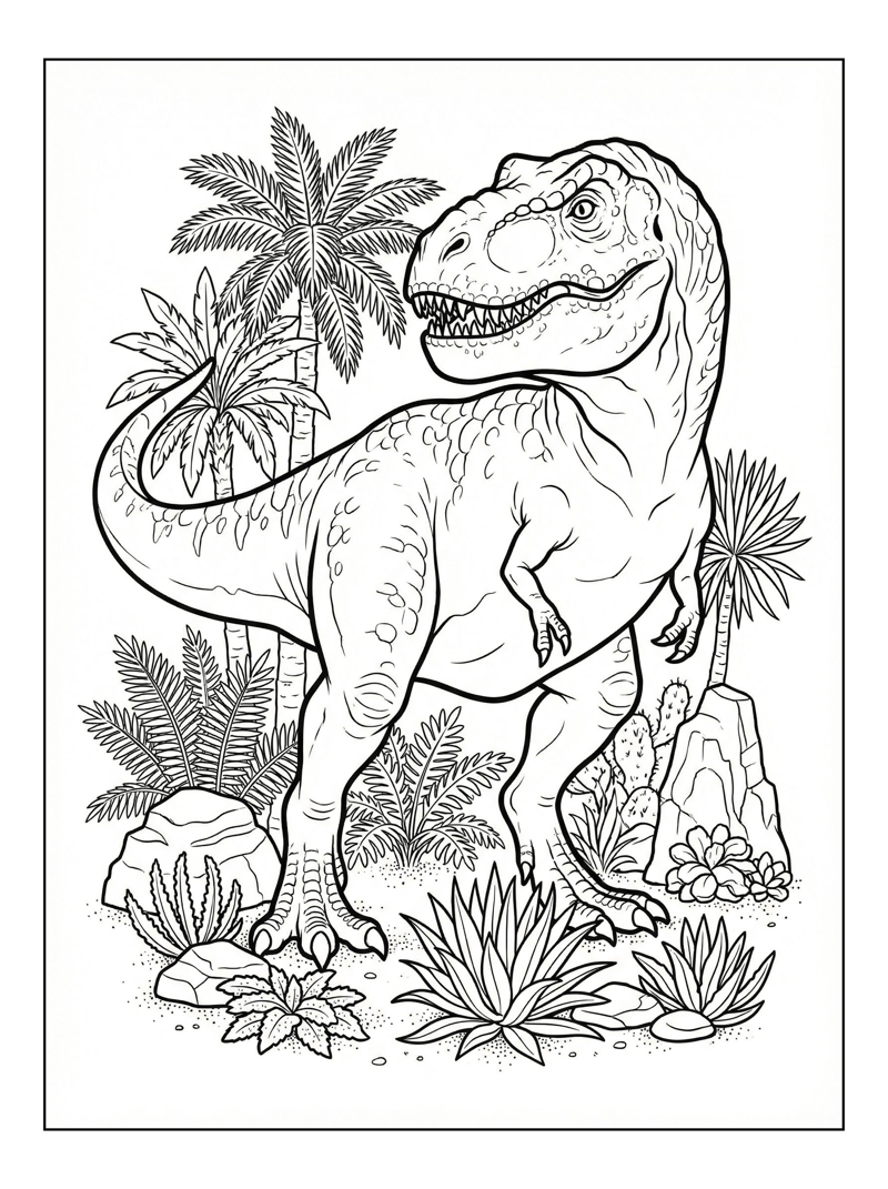 Tyrannosaurus Exploring Desert Oasis