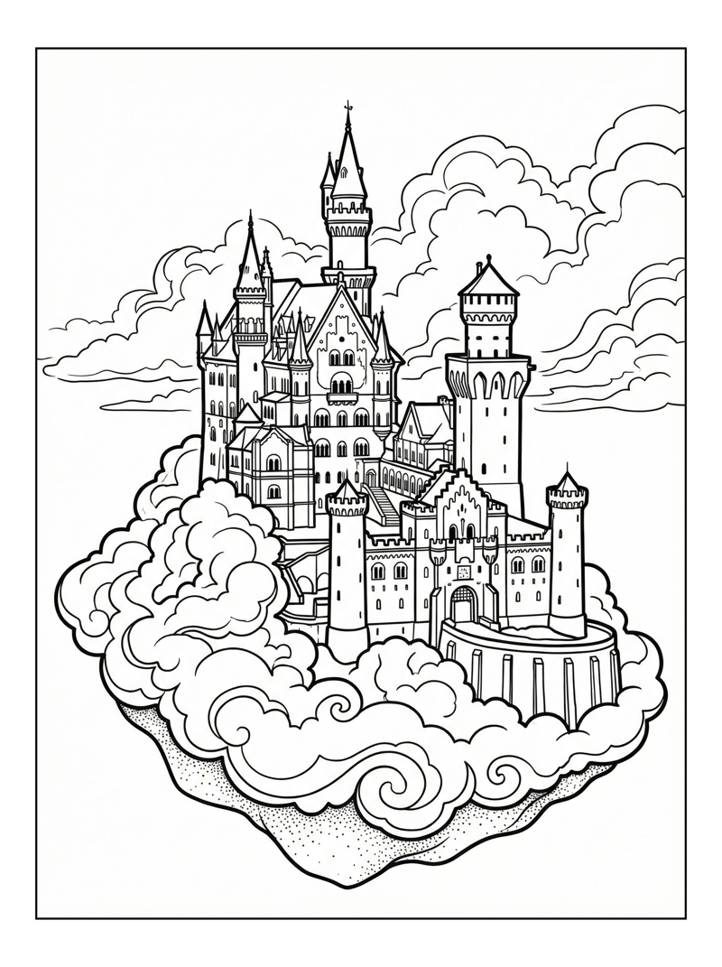 Fairy Tale Castle Floating In Clouds