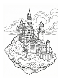 Fairy Tale Castle Floating In Clouds
