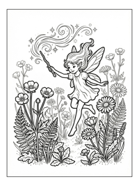 Pixie Casting Spell In Wildflower Field