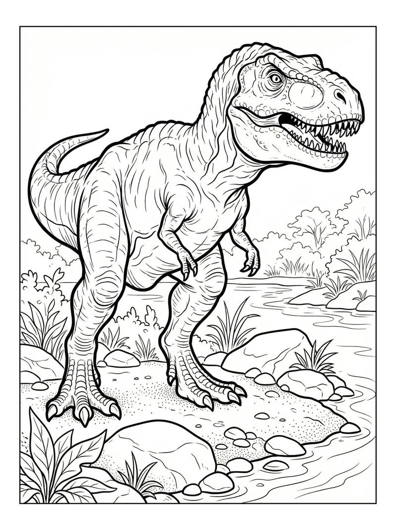 Tyrannosaurus Standing By Riverbank