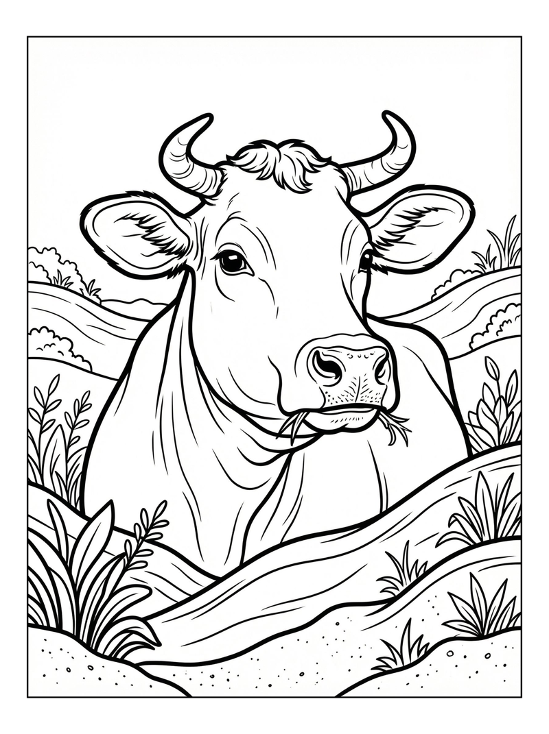 Jersey Cow Chewing Grass On Hills