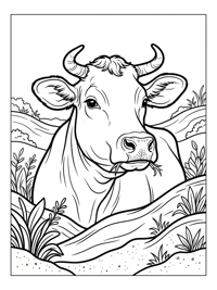 Jersey Cow Chewing Grass On Hills
