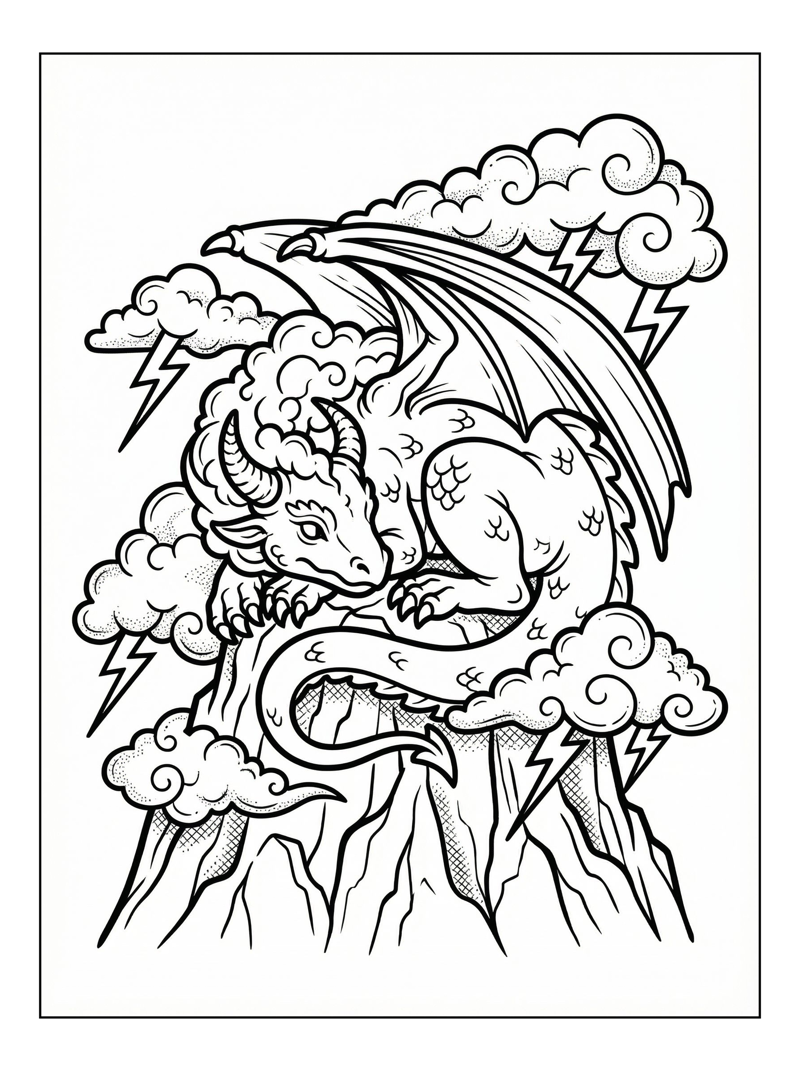 Storm Dragon Rests On Mountain Peak