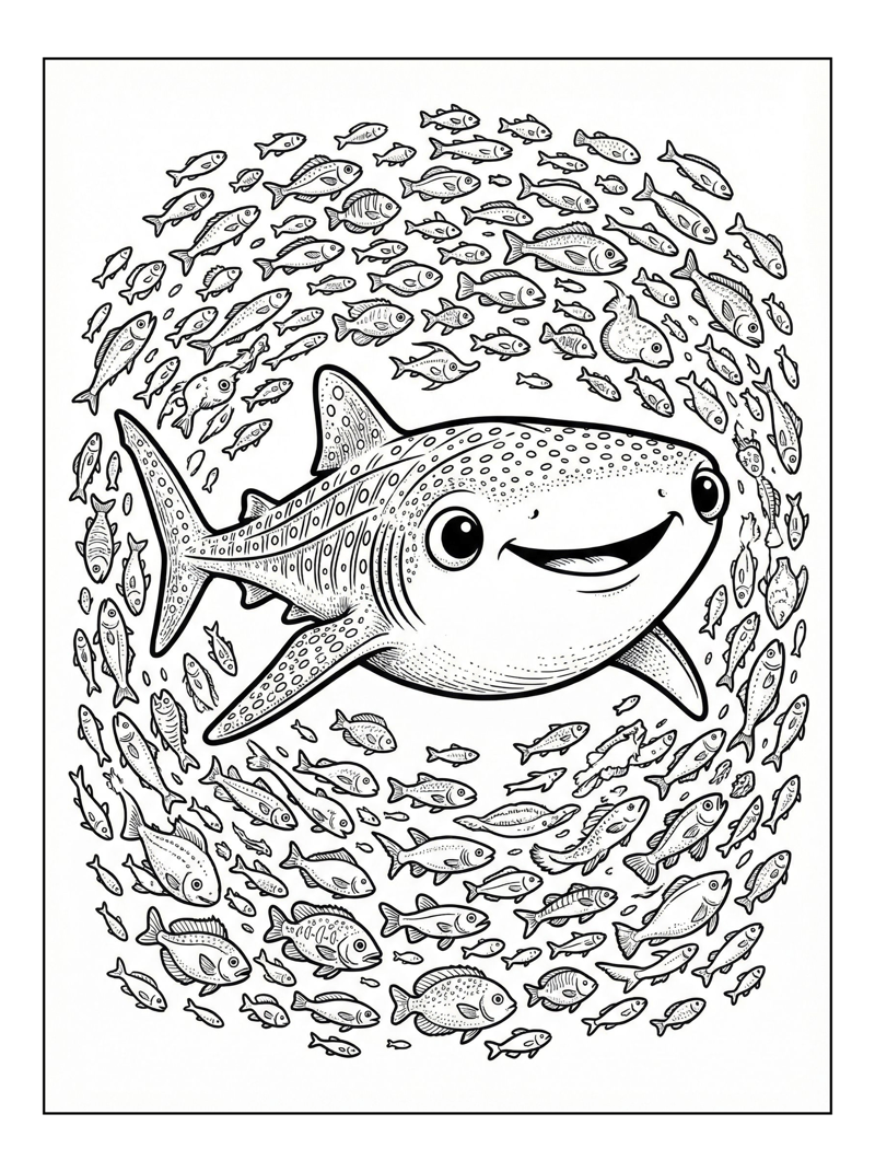 Whale Shark Swims With Many Fish