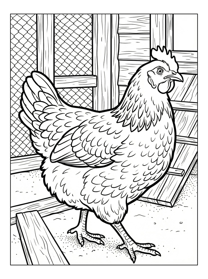 Mother Hen Strutting By Coop