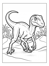 Velociraptor Prowling Among Sandy Dunes