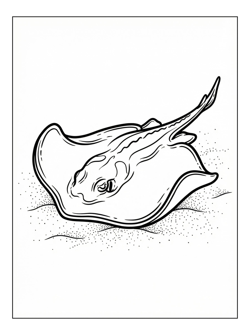 Stingray Swimming On Sandy Seabed