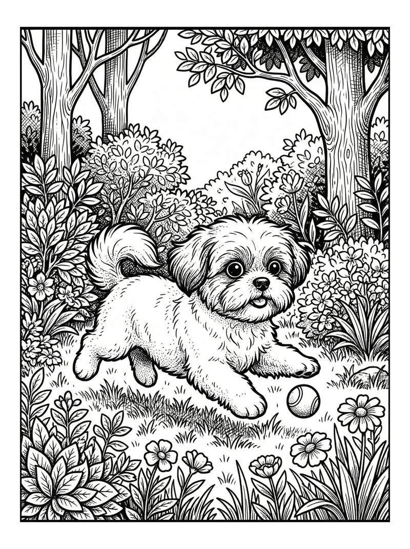 Shih Tzu Dog Playing In Park