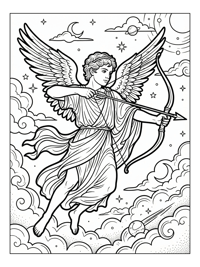 Greek Eros Shooting In Celestial Sky