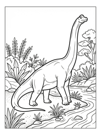 Brachiosaurus Standing By River Bank