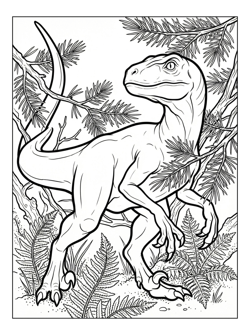 Dinosaur Pack Leader Scans Conifer Forest