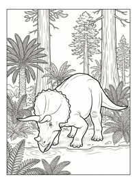 Triceratops Drinking In Cretaceous Forest